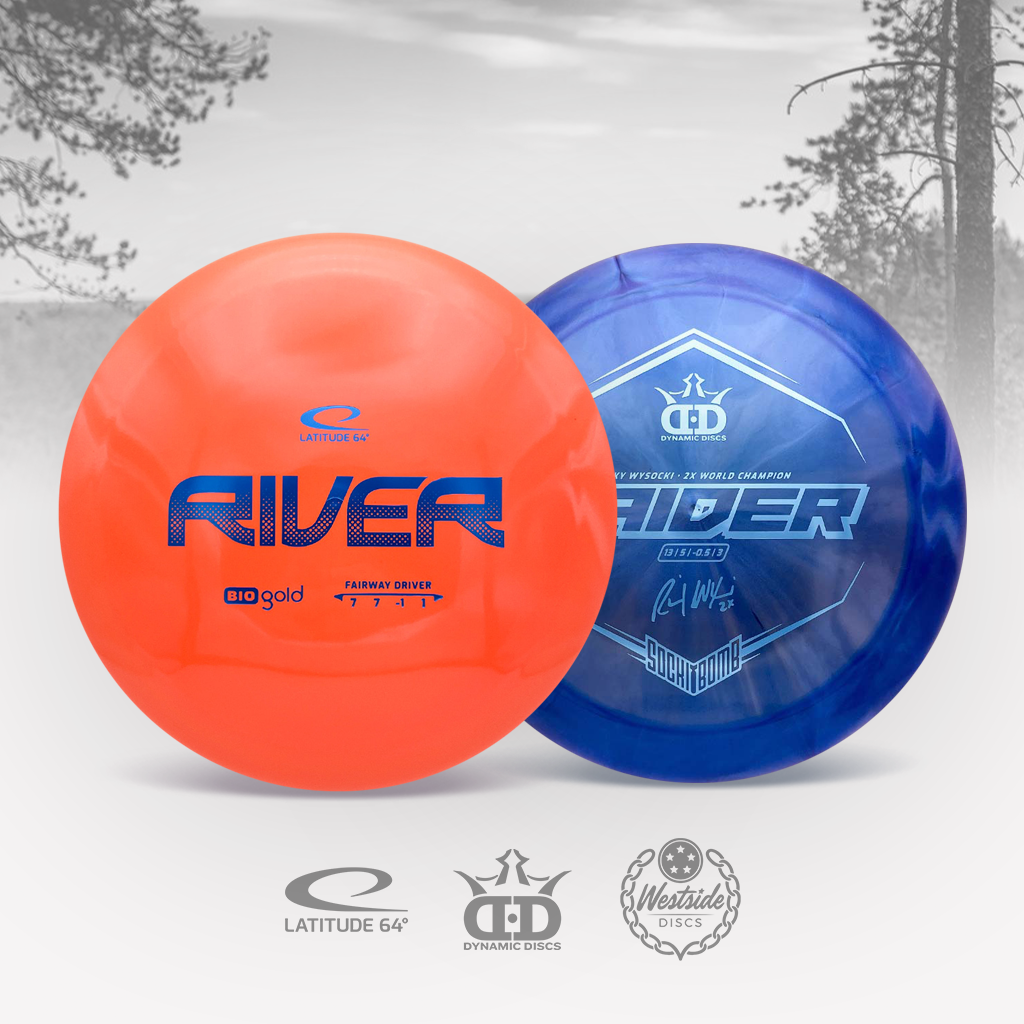 All discs and accessories from Latitude 64, Dynamic Discs and Westside Discs